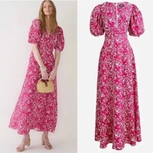 EUC J Crew Collection Pink and White Floral Maxi Dress